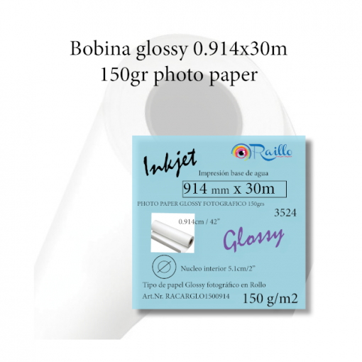 Papel fotografico glossy 150gr 914mm