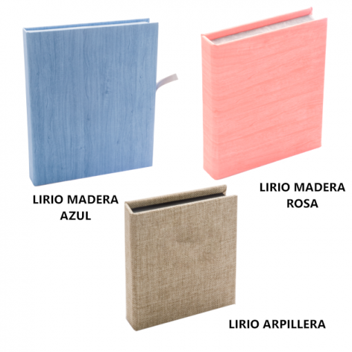 Caja artesanal lirio madera rosa, azul, arpillera todos